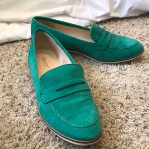 Green Suede Nine West Loafers
